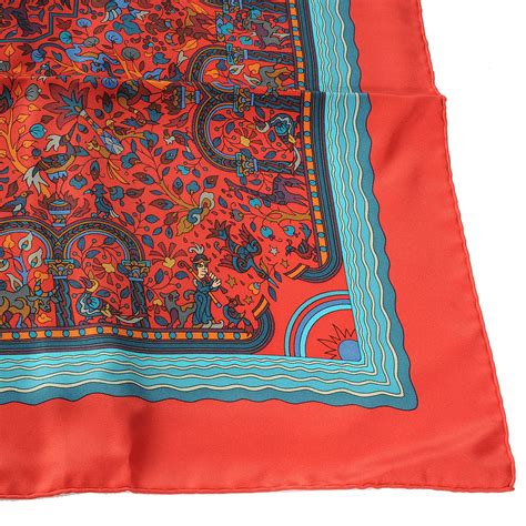 HERMES Silk Les Jardins D'Armenie Scarf 90 